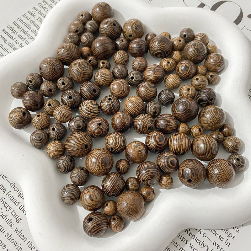 Wenwan Chicken Wing Wood Striped Beads Loose Bead Bracelet Buddha Handheld Diy Jewelry