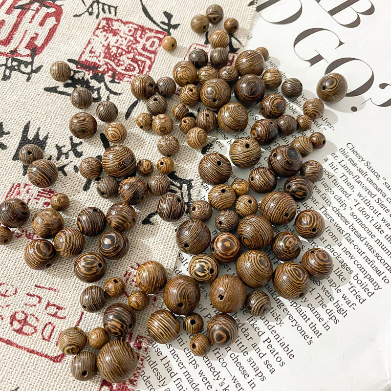 Wenwan Chicken Wing Wood Striped Beads Loose Bead Bracelet Buddha Handheld Diy Jewelry