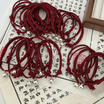 One Step at a Time Braided Rope Bell Bracelet Female Student Red Lucky Couple Besties