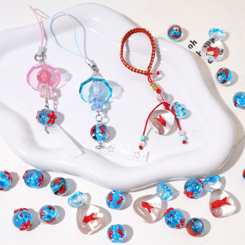 Glazed Glass Beads Sea Star Whale Bubble Handmade Diy Bracelet Necklace Keychain Pendant