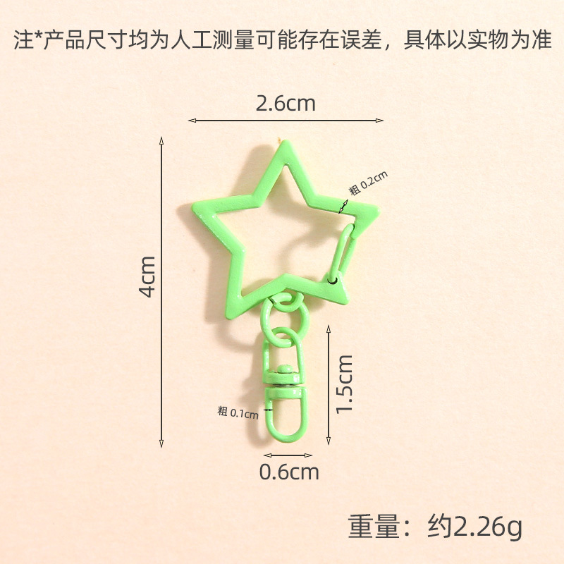 New Color Painted Five-pointed Star 8-character Buckle Key Pendant Zinc Alloy Jewelry