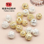 14k Gold-plated Zircon Hollow Flower Ball Separated Beads Loose Diy Handmade Bracelet