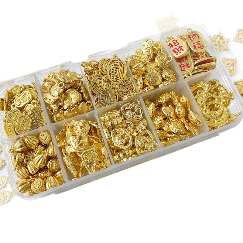 Gold Alloy Accessories Pendant Diy Handmade Bracelet Jewelry Material Blessing Character