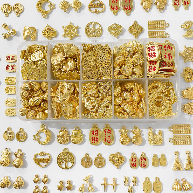 Gold Alloy Accessories Pendant Diy Handmade Bracelet Jewelry Material Blessing Character