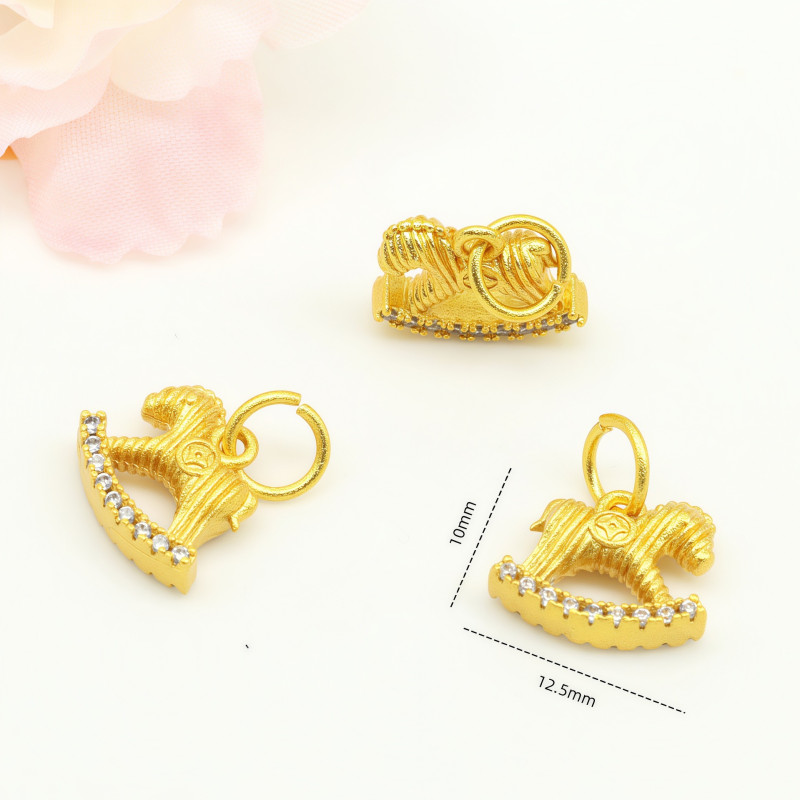 Ancient Gold Accessories Zodiac Horse Rocking Unicorn Will Make Money Soon Pendant Diy