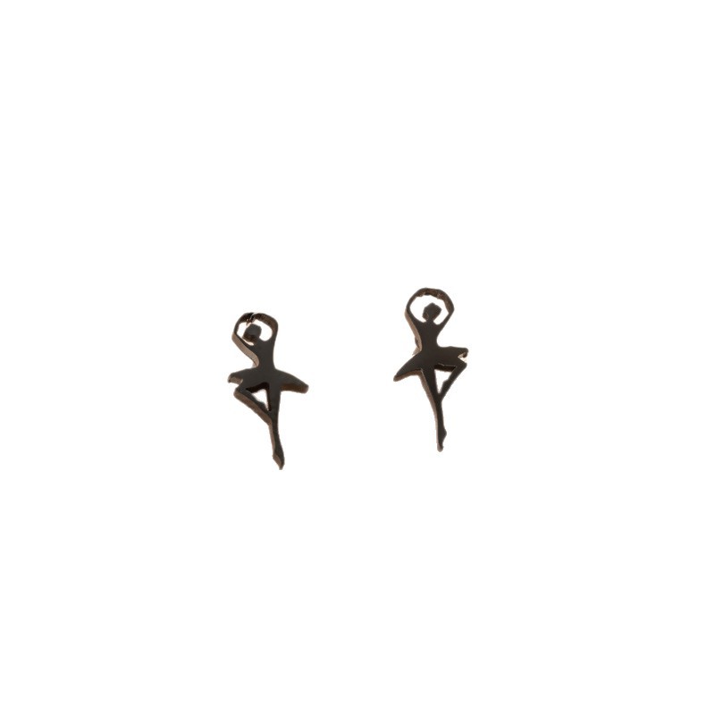 2026 New Cartoon Girl Small Earrings Mini Stainless Steel Cut Ballerina Girls Pierced