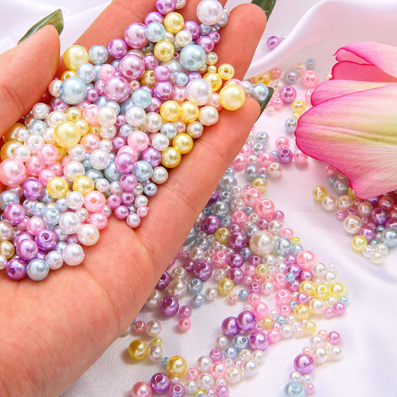 3-8mmabs Straight Hole Imitation Pearl Round Beads Handmade Diy Bracelet Necklace Bead