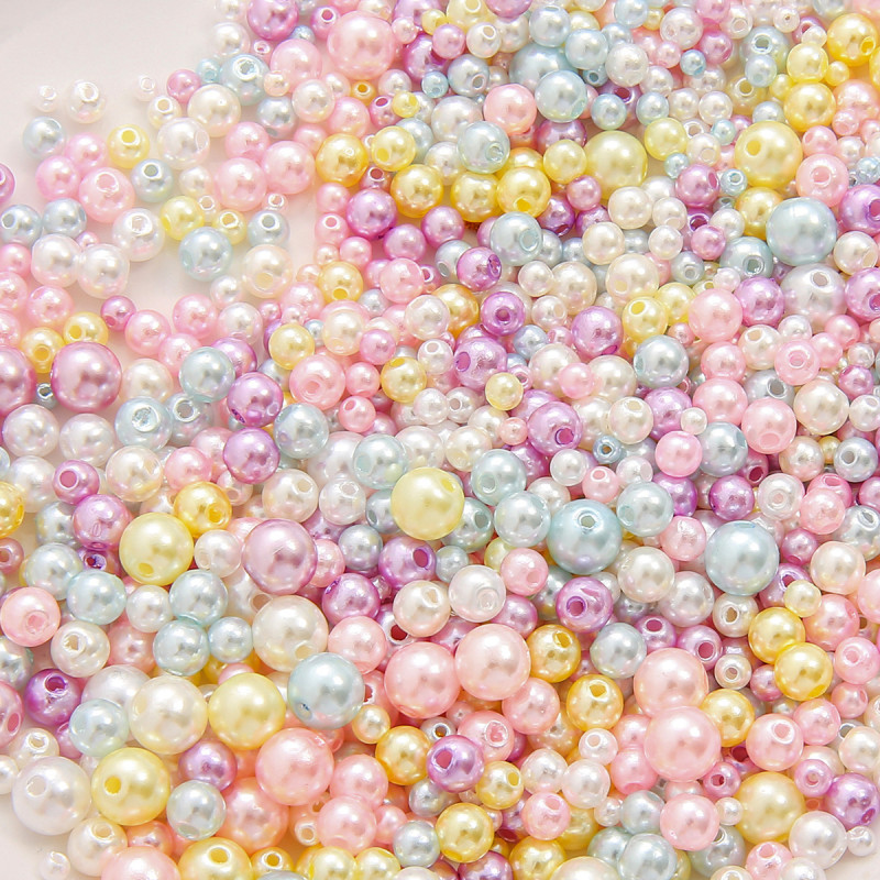 3-8mmabs Straight Hole Imitation Pearl Round Beads Handmade Diy Bracelet Necklace Bead