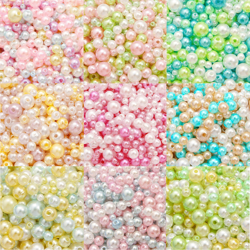 3-8mmabs Straight Hole Imitation Pearl Round Beads Handmade Diy Bracelet Necklace Bead
