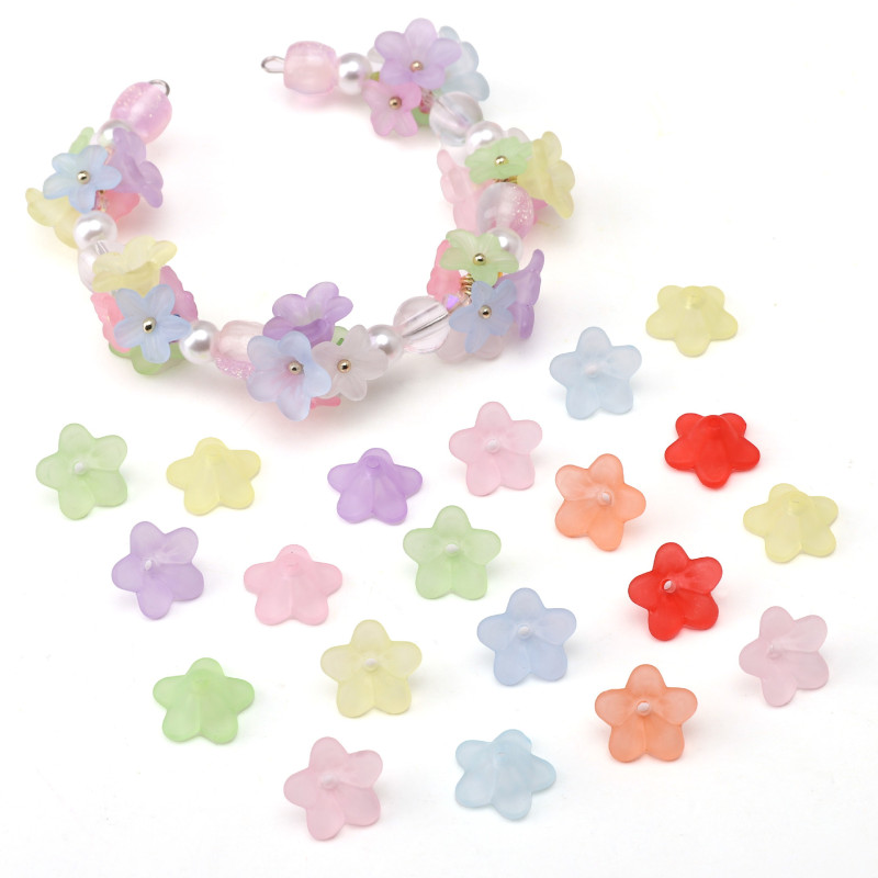 Colorful Acrylic Frosted Peach Blossom Loose Beads Hand-strung Handmade Diy Bracelet