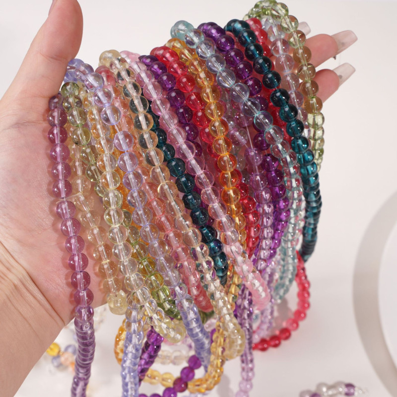 8-10mm High Transparent Glass Beads Handmade Diy Bracelet Material Earrings Necklace