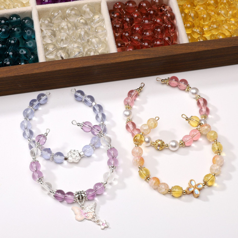 8-10mm High Transparent Glass Beads Handmade Diy Bracelet Material Earrings Necklace