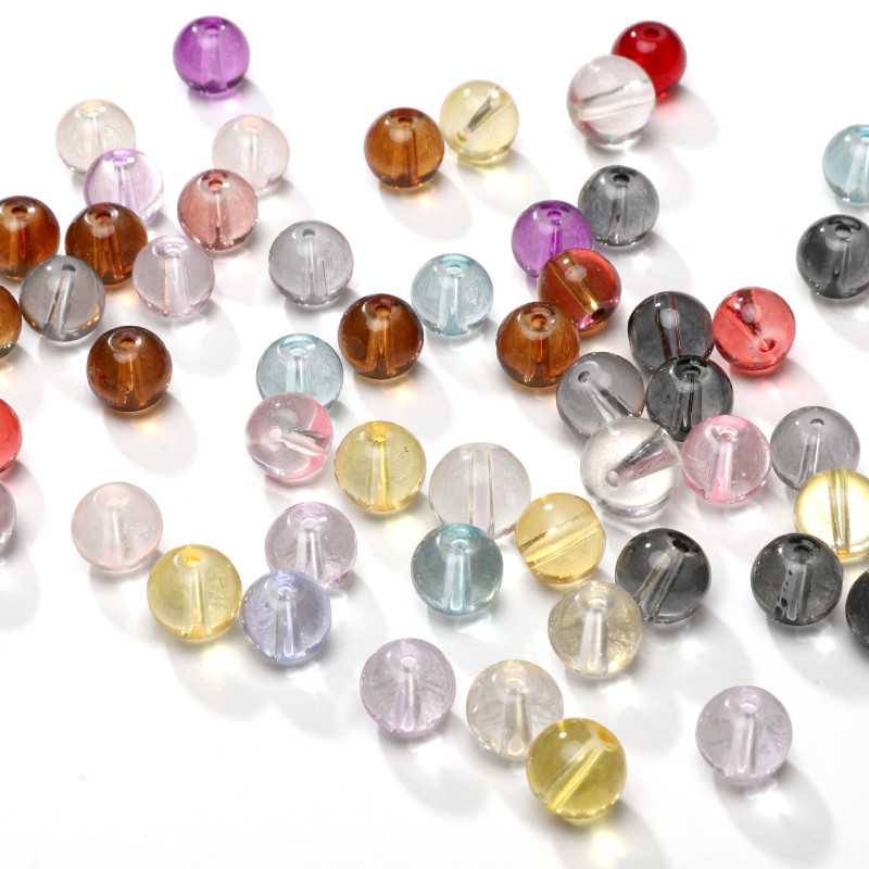 8-10mm High Transparent Glass Beads Handmade Diy Bracelet Material Earrings Necklace