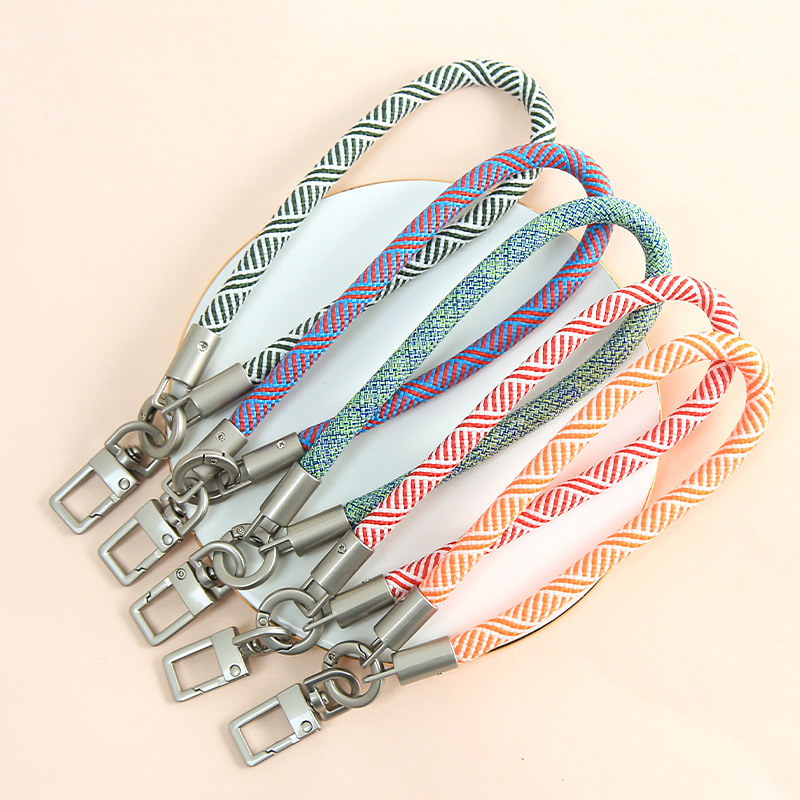 Colorful Twill Mobile Phone Lanyard Wrist Rope Braided Key Chain Anti-lost Removable