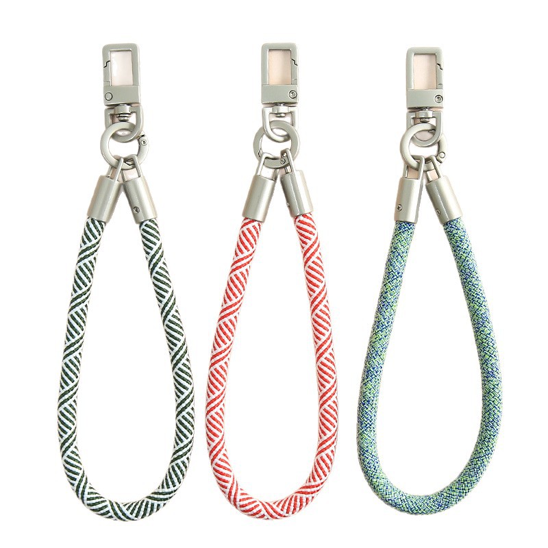 Colorful Twill Mobile Phone Lanyard Wrist Rope Braided Key Chain Anti-lost Removable