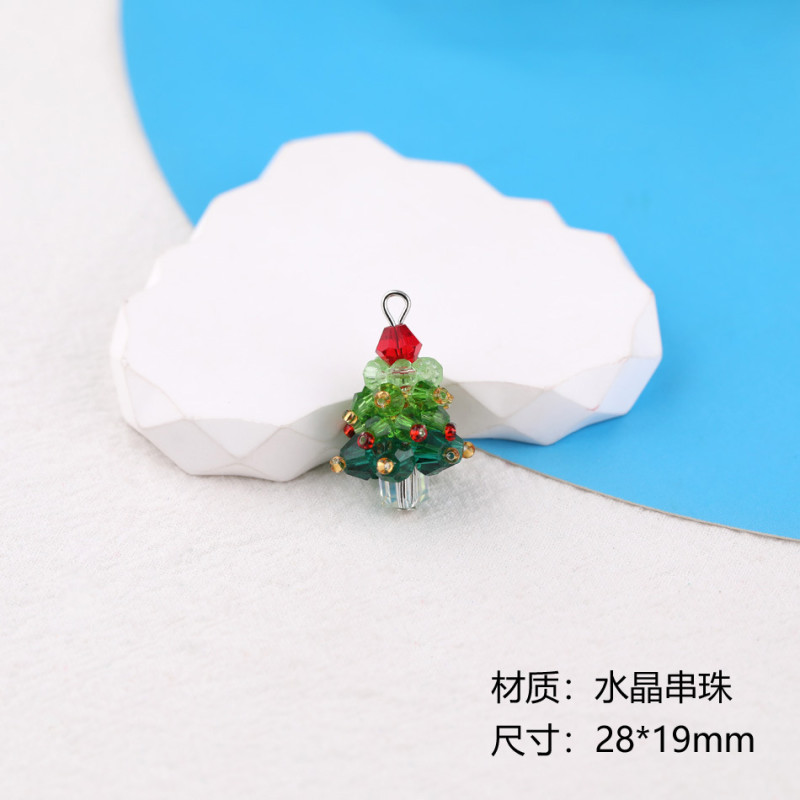 Customized Colored Crystal Glass Handmade Beaded Woven Christmas Tree Pendant Diy Jewelry