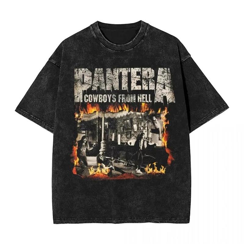 230g Washed Distressed Cotton Pantera Band Power Metal Music Album Print
