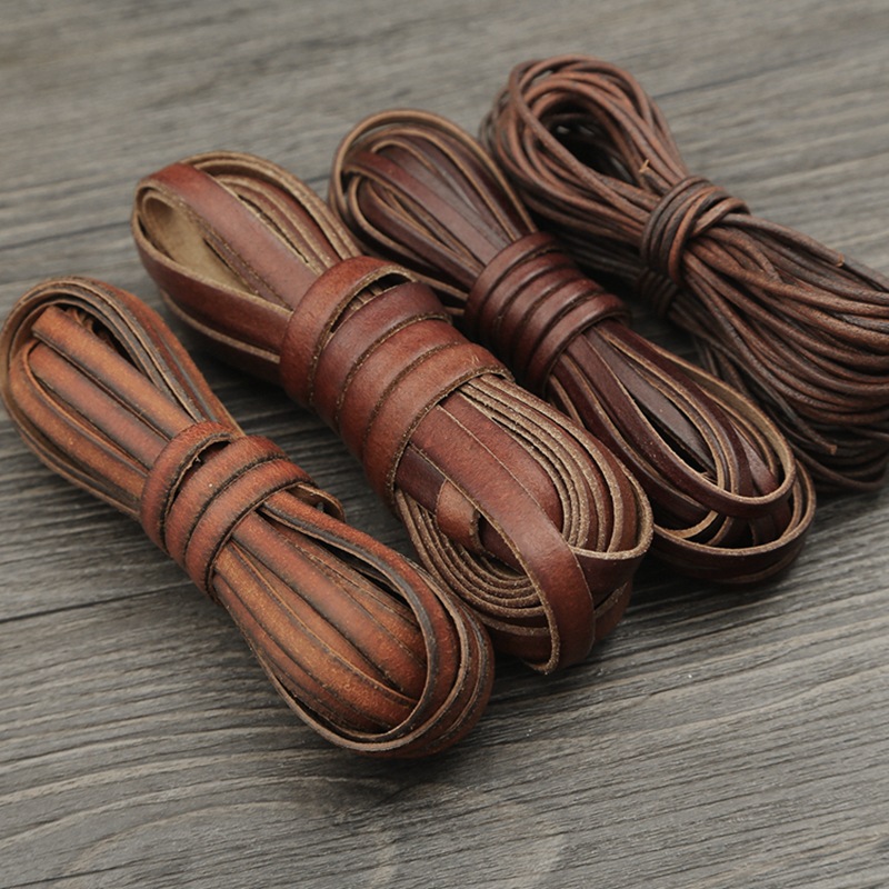 Retro Square Round Diy Leather Rope Kang Paper Imitation Cowhide Necklace Handmade
