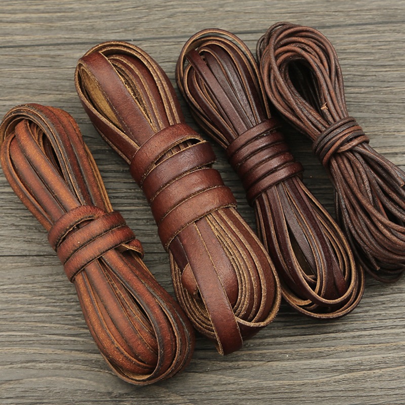 Retro Square Round Diy Leather Rope Kang Paper Imitation Cowhide Necklace Handmade