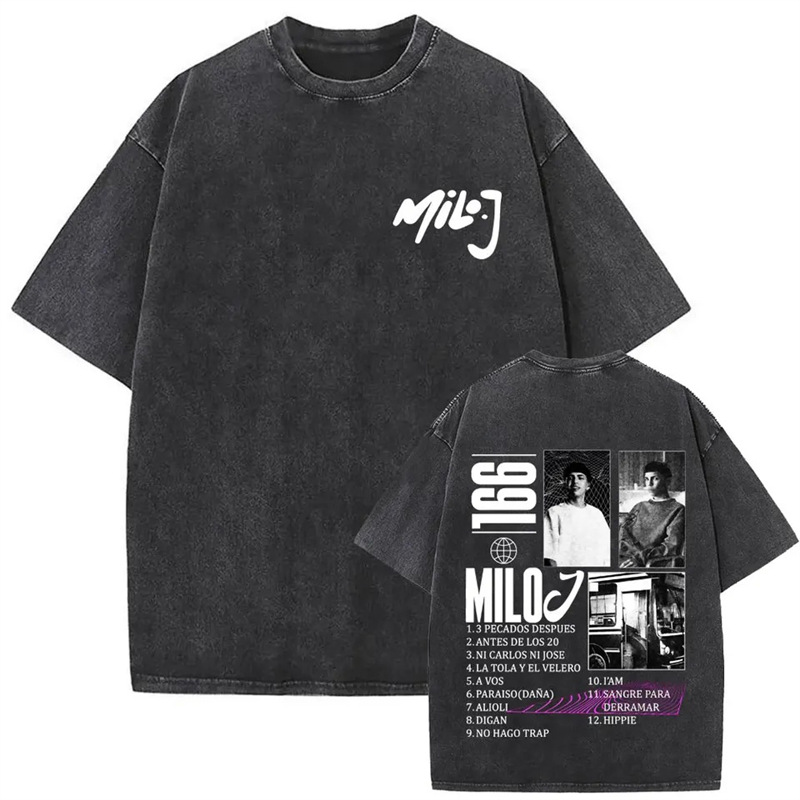 230g Washed Distressed Cotton Vintage Rapper Milo J La Vida Era M
