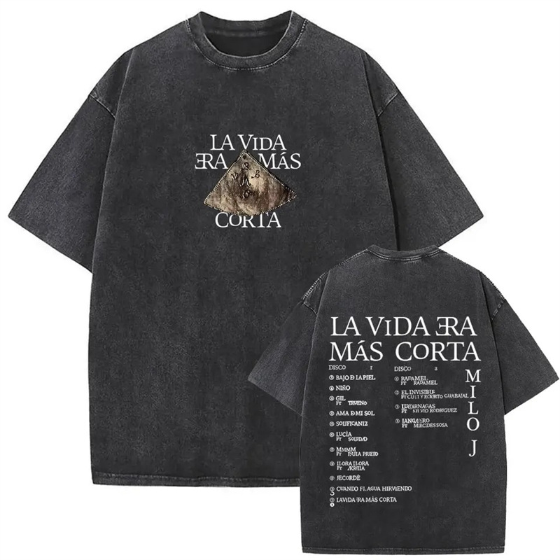 230g Washed Distressed Cotton Vintage Rapper Milo J La Vida Era M