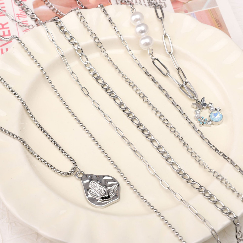 Stainless Steel Chain Cross Wave Bead Tail Non-fading Necklace Extension Accessories