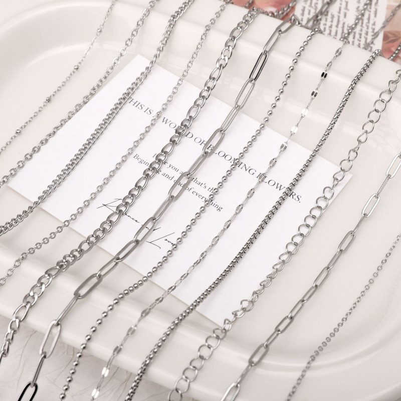 Stainless Steel Chain Cross Wave Bead Tail Non-fading Necklace Extension Accessories