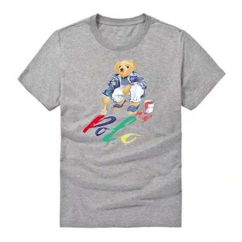 Cotton Brand Bear Print Men's Women's Short Sleeve Men's Cott