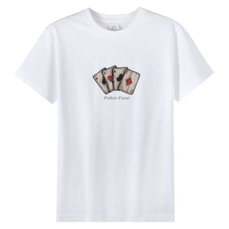 European Poker Printed T-shirt Men's Summer Short-sleeved Heavyweight T-shirt 2026 New