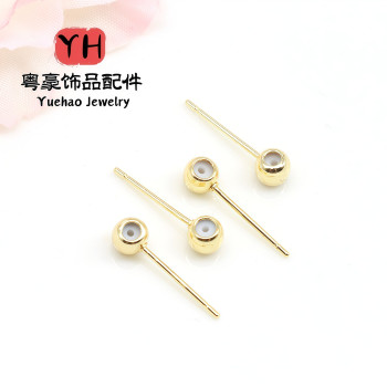 18k Gold-filled Color-preserving Glue Beads Ear Needles Handmade Diy Ear Jewelry
