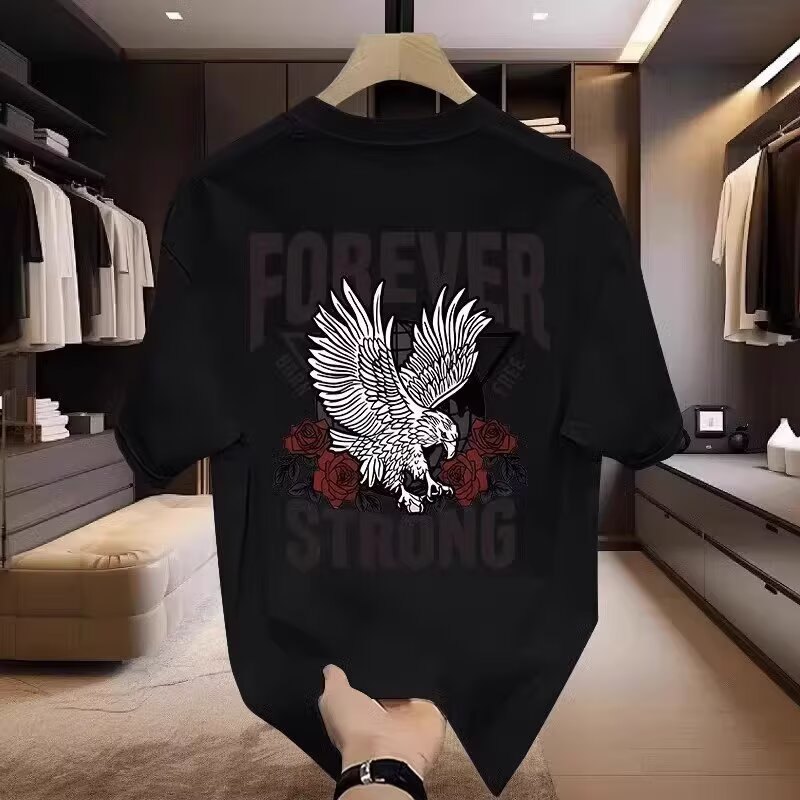European Code Cotton Heavyweight National Trend New Fashion Brand Pure Printed Men's