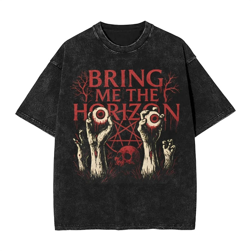 230g Washed Distressed Cotton Bmth Bring Me the Horizon T Shirt M
