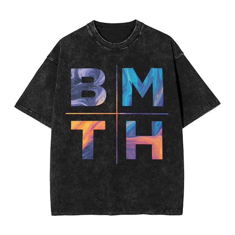 230g Washed Distressed Cotton Bmth Bring Me the Horizon T Shirt M