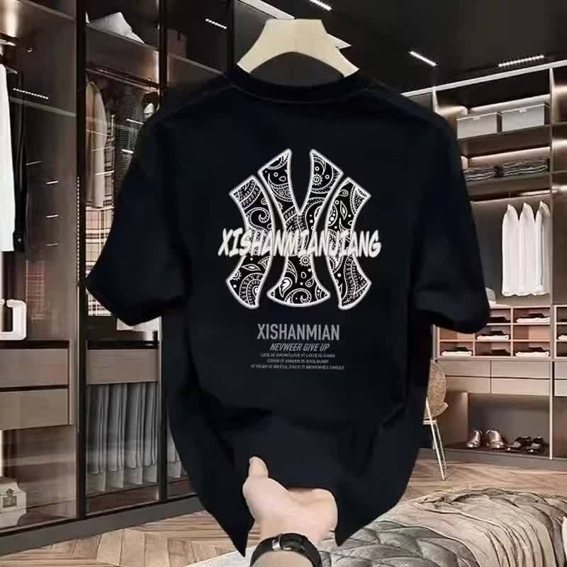 European Code 2026 New Summer Heavy Cotton T-shirt Men's American Fashion Brand Loose and