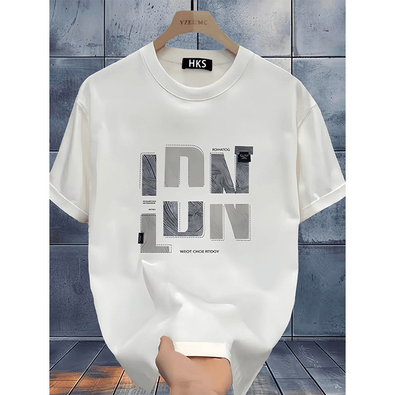 European Cotton Summer Combed Short-sleeved T-shirt Men's 2026 New 220g Heavy Double Yarn