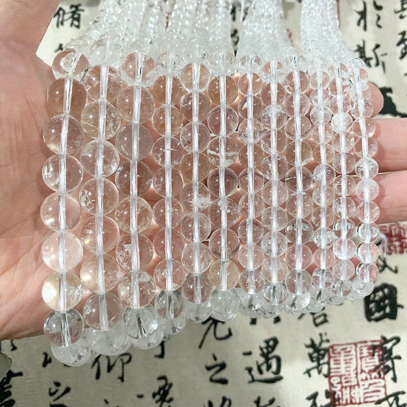 6-12mm Natural 7a White Crystal Beads Rough Round Diy Jewelry Necklace Bracelet Loose