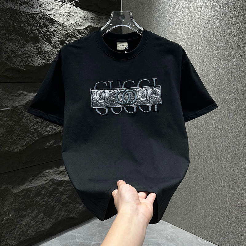 European Code Hot Style Heavy Letter Embroidery Summer Trend Pure Cotton Short-sleeved