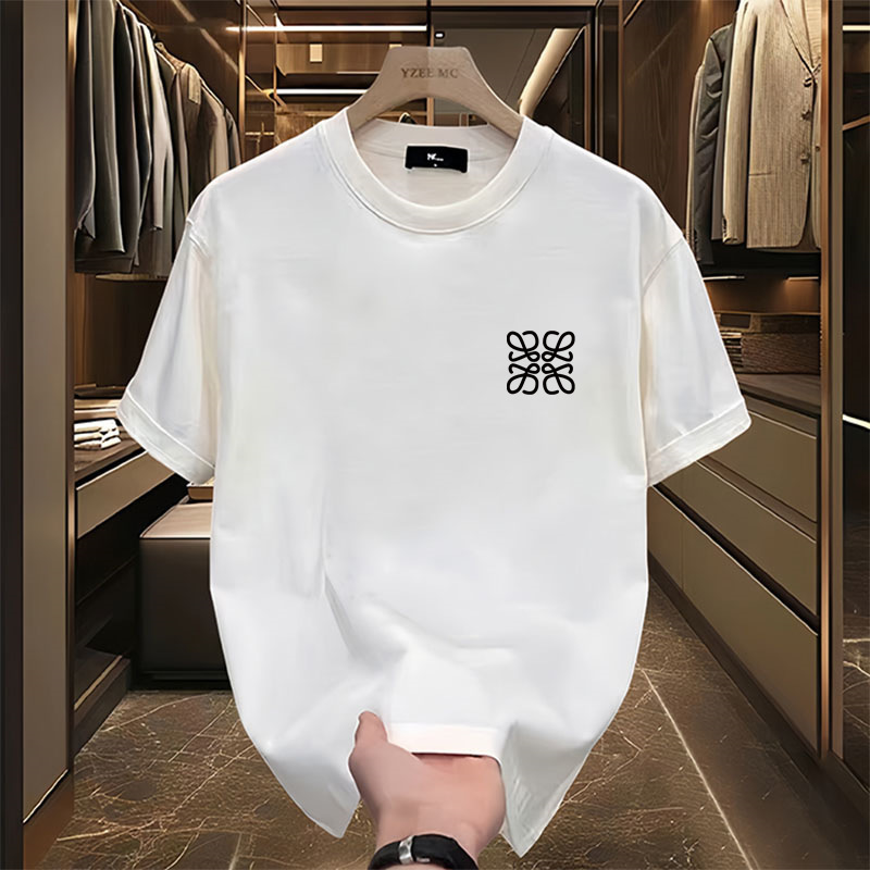 Exclusively for 2026 Summer New Pure Cotton Printed T-shirt Men's Half-sleeved Round Neck