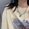 Cool Hip-hop Female Japanese and Korean Black and White Plaid Bear Tassel Medallion