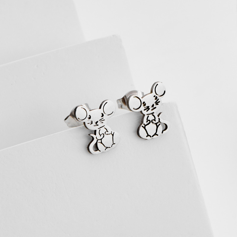 New Fashion Earrings Stainless Steel Cartoon Small Animal Mouse Personalized Ladies