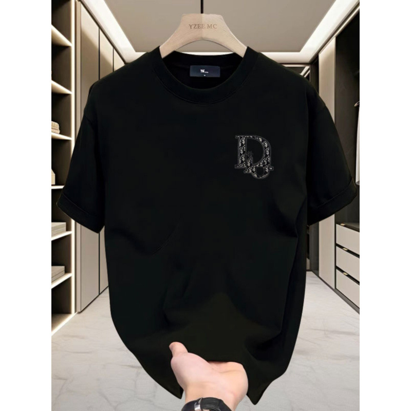 Ouma Cotton 2026 New Summer Double Yarn Combed Men's Short-sleeved T-shirt Loose and