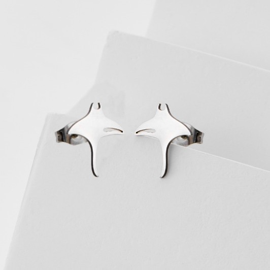 2026 Summer New Style Stainless Steel Cut Cute Marine Animal Manta Ray Earrings Mini Small