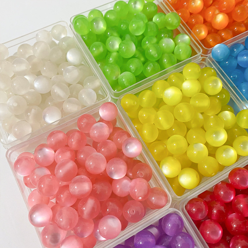 Resin Beads Cat Eye Diy Handmade Bracelet Jewelry Round Clothing Loose Accessories