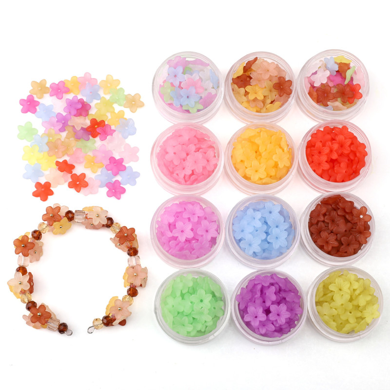 11-12mm Acrylic Frosted Lily Five-petal Flower Handmade Diy Beaded Bracelet Necklace