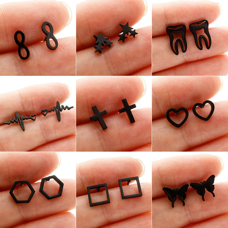 Multi-style Earrings Ins Fashion Geometric Simple Small Stainless Steel Direct Sales in