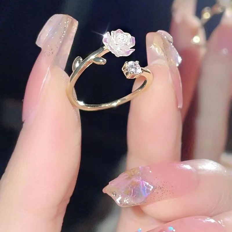 Super Gentle Camellia Ring for Women Ins Niche Design Cool Style Advanced Opening