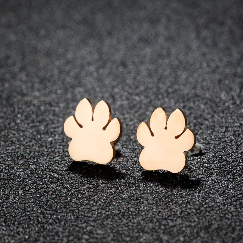 Stainless Steel Cutting Mini Small Earrings for Girls Light Luxury Bow Love Heartbeat 18k