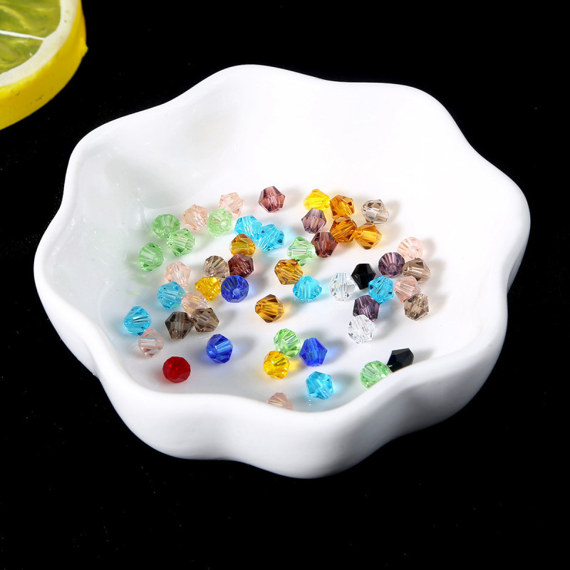 3/4/6mm Faceted Rhombus Crystal Beads Glass Diy Handmade Loose Material Package Jewelry