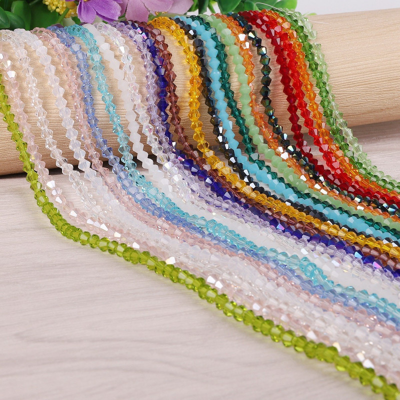 3/4/6mm Faceted Rhombus Crystal Beads Glass Diy Handmade Loose Material Package Jewelry