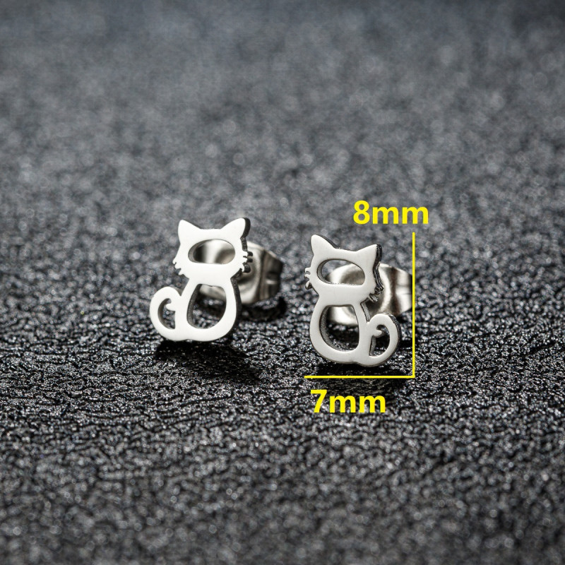 New Product Stainless Steel Cut Cute Kitten Rabbit Hedgehog Unicorn Earrings Sweet Animal